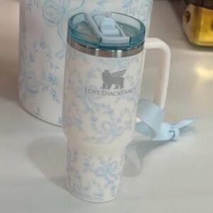 LoveShackFancy Stanley ProTour Ornament keychain Blue COQUETTE BOW WINTER ICE